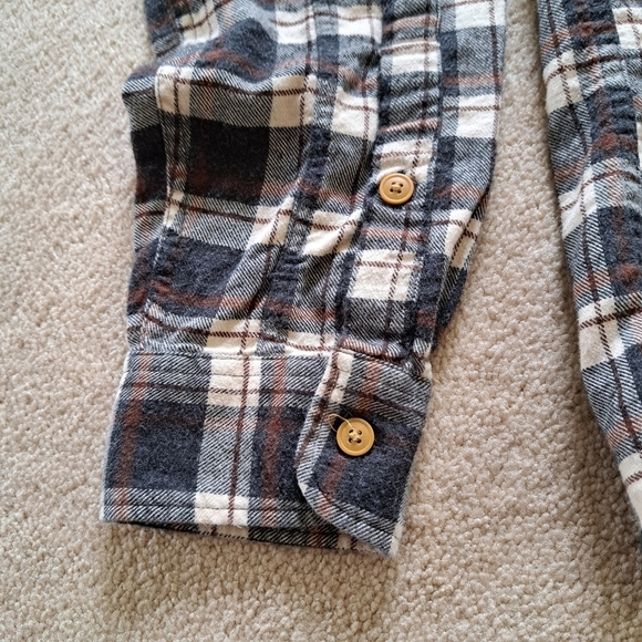 J. Crew Flannel Shirt Plaid Men's Medium Buton Up Shirt Brown Casual Top - Picture 9 of 11